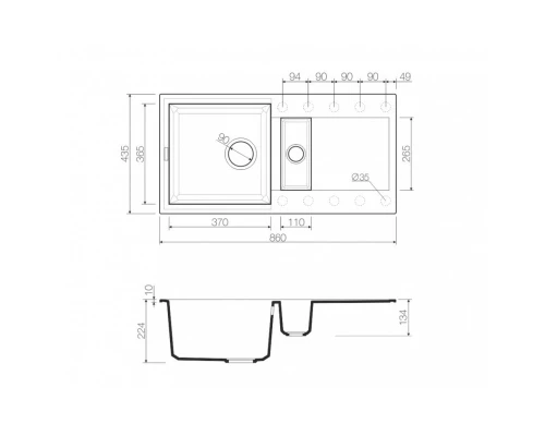 Кухонная мойка Tetogranit Omoikiri Sakaime 86-2-GR ленинградский серый 4993560