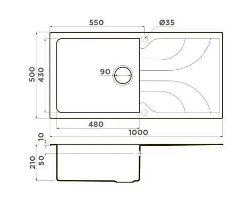 Кухонная мойка Tetogranit Omoikiri Yasugata 100-SA бежевый 4993846