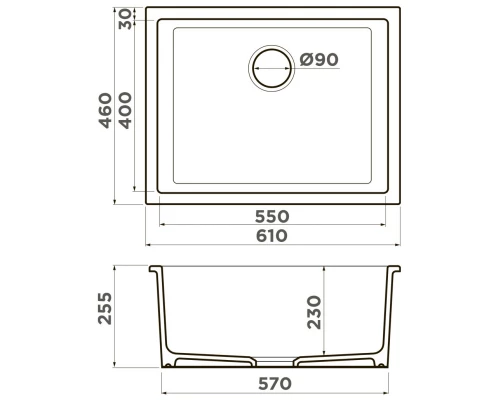 Кухонная мойка Natceramic Omoikiri Okinoshima 61-U/I-BL черный 4997063