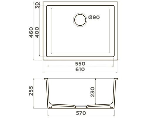 Кухонная мойка Natceramic Omoikiri Okinoshima 61-U/I-IB Glossy indigo blue 4911261