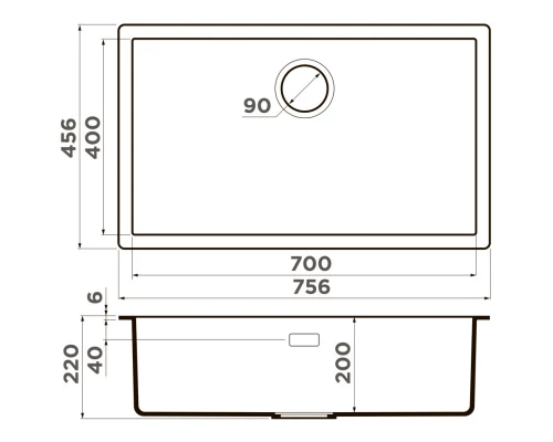 Кухонная мойка Artceramic Omoikiri Yamakawa 75-U/I-DO deep ocean 4997029