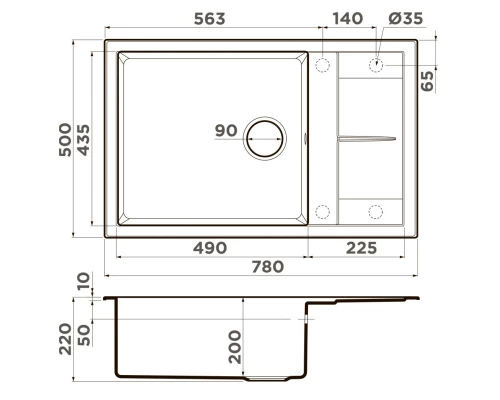 Кухонная мойка Artceramic Omoikiri Sumi 78A-LB-WH белый 4997100