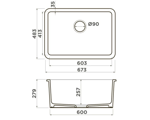 Кухонная мойка Natceramic Omoikiri Torishima 67-U/I-WH белый глянец 4993866