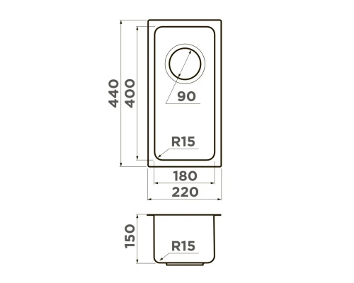 Кухонная мойка Omoikiri Tadzava 22-U/I-IN Ultra 15 нержавеющая сталь 4997112