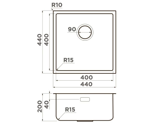 Кухонная мойка Omoikiri Tadzava 44-U/I-IN Ultra 15 нержавеющая сталь 4997114