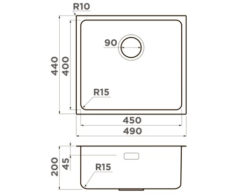 Кухонная мойка Omoikiri Tadzava 49-U/I-IN Ultra 15 нержавеющая сталь 4997115