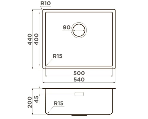Кухонная мойка Omoikiri Tadzava 54-U/I-IN Ultra 15 нержавеющая сталь 4997116