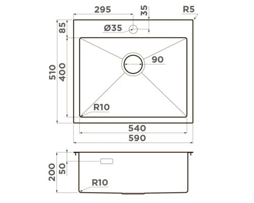 Кухонная мойка Omoikiri Akisame 59-GB графит 4997014