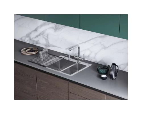 Кухонная мойка Omoikiri Akisame 60-2-IN-L нержавеющая сталь 4993775