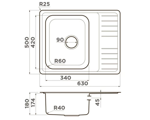 Кухонная мойка Omoikiri Sagami 63-IN нержавеющая сталь 4993732