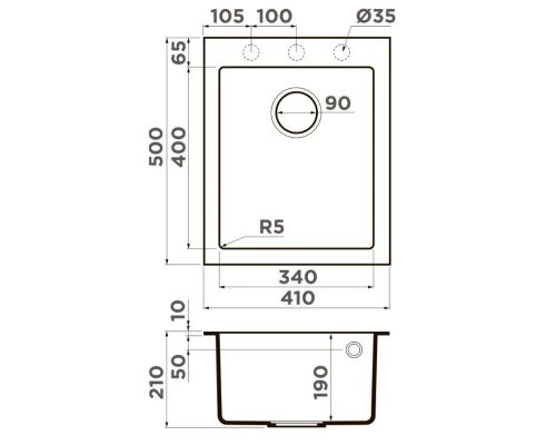 Кухонная мойка Artceramic Omoikiri Bosen 41A-WH белый 4993814