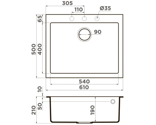 Кухонная мойка Artceramic Omoikiri Bosen 61A-WH белый 4993826