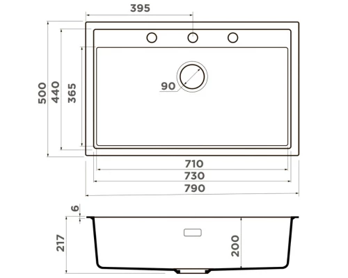 Кухонная мойка Artceramic Omoikiri Sintesi 79-GB графит 4997135