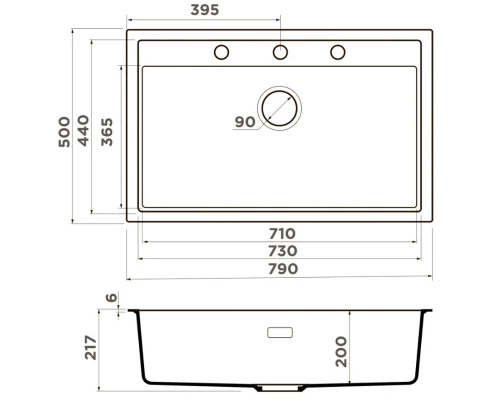Кухонная мойка Artceramic Omoikiri Sintesi 79-GR ленинградский серый 4997139