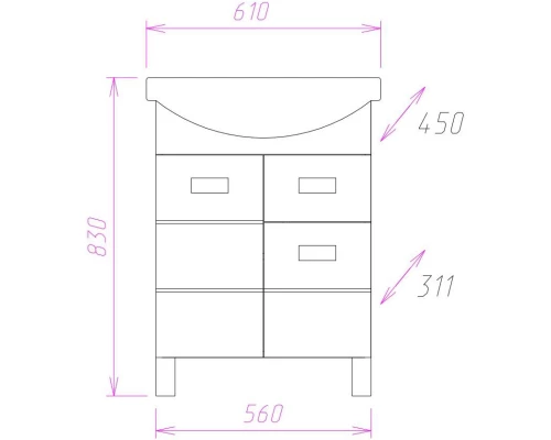Тумба белый глянец 56 см Onika Балтика 106041
