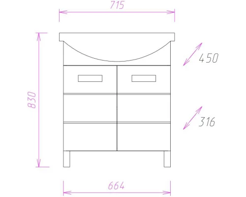 Тумба белый глянец 66,4 см с бельевой корзиной Onika Балтика 107028