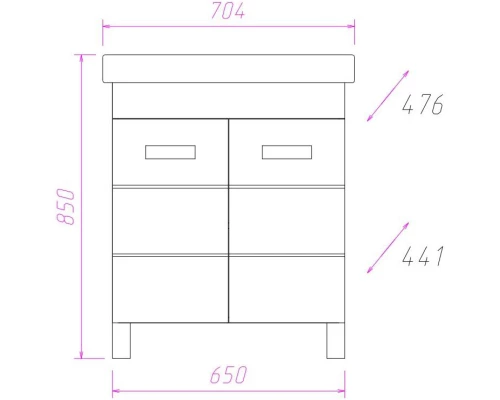 Тумба белый глянец 65 см Onika Балтика 107523