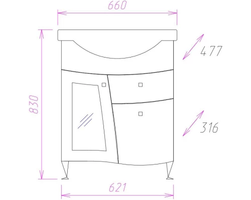 Тумба белый глянец 62,1 см Onika Валенсия 106535