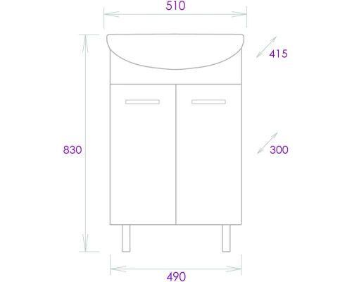 Тумба белый глянец 49 см Onika Коралл 105032