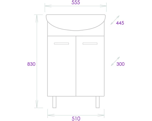 Тумба белый глянец 51 см Onika Коралл 105558