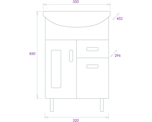 Тумба белый глянец 52 см Onika Кристалл 105551