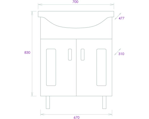 Тумба белый глянец 67 см Onika Кристалл 107024