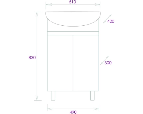 Тумба дуб сонома/серый матовый 49 см Onika Милтон 105037