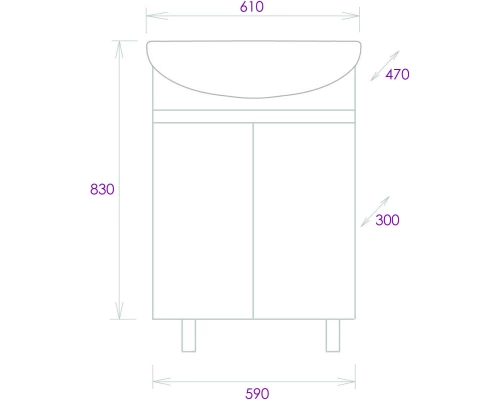 Тумба белый глянец 59 см Onika Милтон 106146
