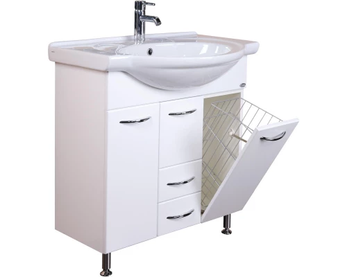 Тумба белый глянец 71 см с бельевой корзиной Onika Моника 107502