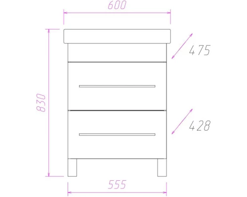 Тумба белый глянец 55,5 см Onika Олимп 106039