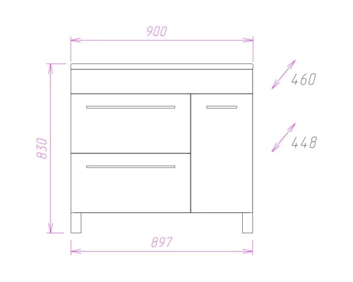Тумба белый глянец 89,7 см Onika Олимп 109015