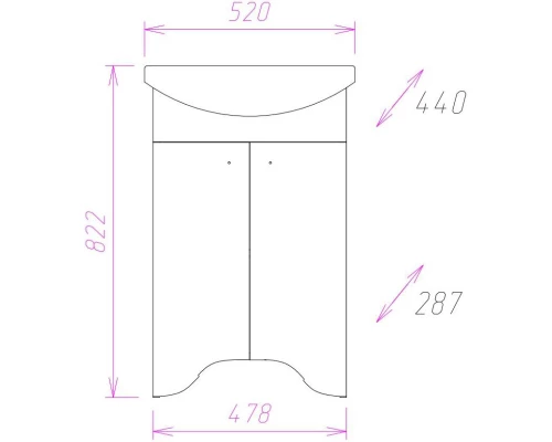 Тумба белый матовый 47,8 см Onika Омега 105015