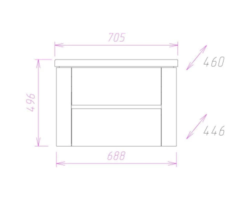 Тумба ателье светлый/белый глянец 68,8 см Onika Стоун 107044