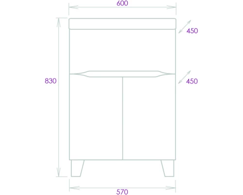 Тумба белый глянец 57 см Onika Стрим 106144