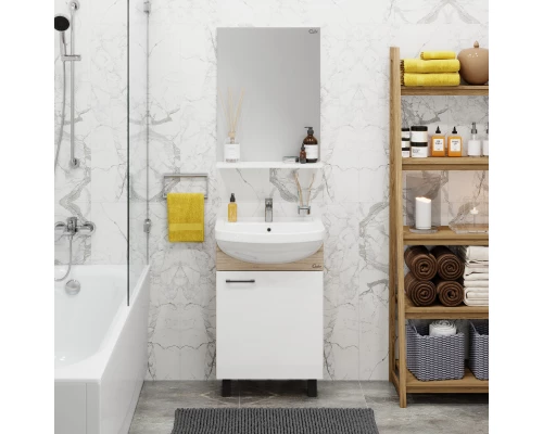 Тумба дуб сонома/белый матовый 47,8 см разборная Onika Эко 105209