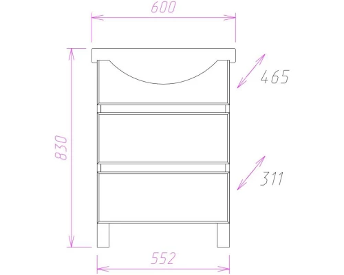 Тумба белый глянец 55,2 см Onika Элита 106120