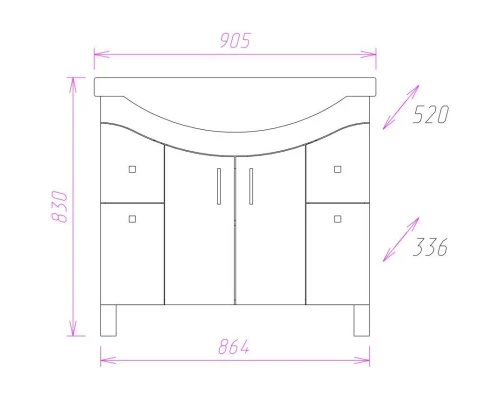 Тумба белый глянец 86,4 см Onika Эльбрус 109016