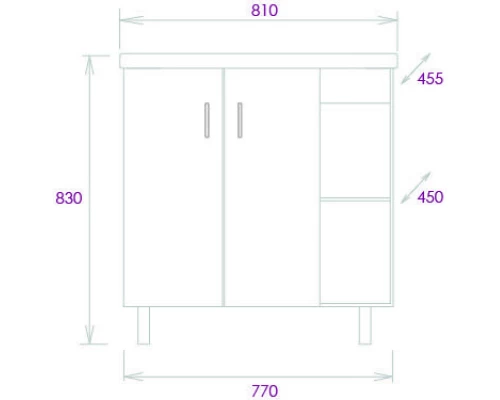 Тумба дуб сонома/белый матовый 77 см Onika Тимбер 108045