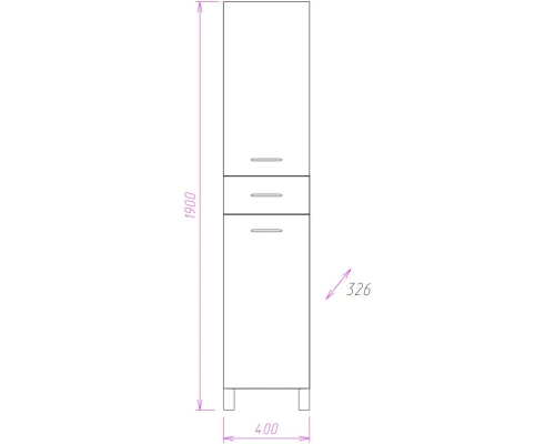 Пенал напольный белый глянец с бельевой корзиной R Onika Модерн 404010