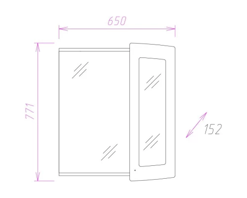 Зеркальный шкаф 65x77,1 см белый глянец R Onika Валенсия 206532