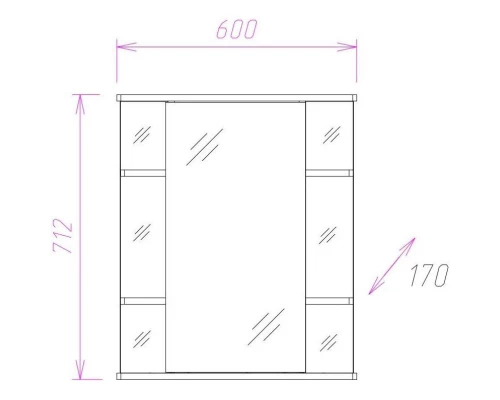 Зеркальный шкаф 60x71,2 см белый глянец L/R Onika Глория 206041