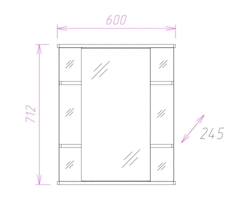 Зеркальный шкаф 60x71,2 см белый глянец R Onika Глория 206008