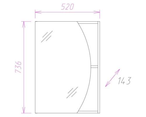 Зеркальный шкаф 52x73,6 см венге луизиана L/R Onika Дуэт 205207