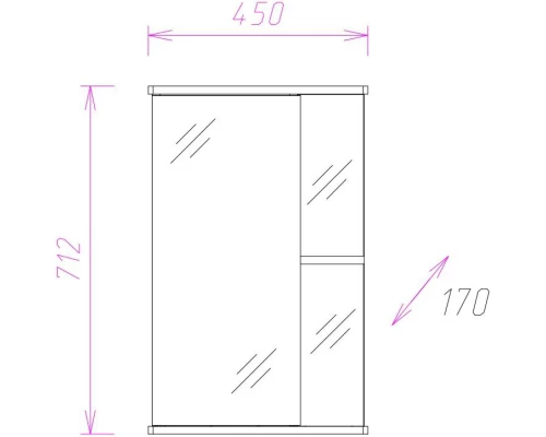 Зеркальный шкаф 45x71,2 см белый глянец L/R Onika Карина 204504