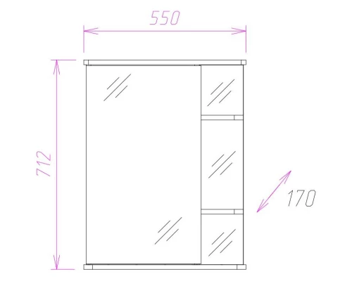 Зеркальный шкаф 55x71,2 см белый глянец L/R Onika Карина 205530