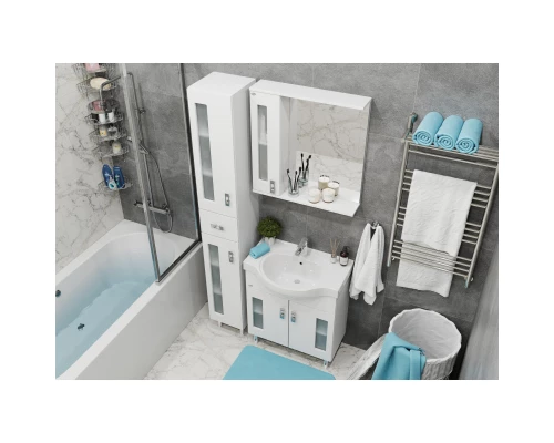 Зеркальный шкаф 67x71,2 см белый глянец L Onika Кристалл 206705