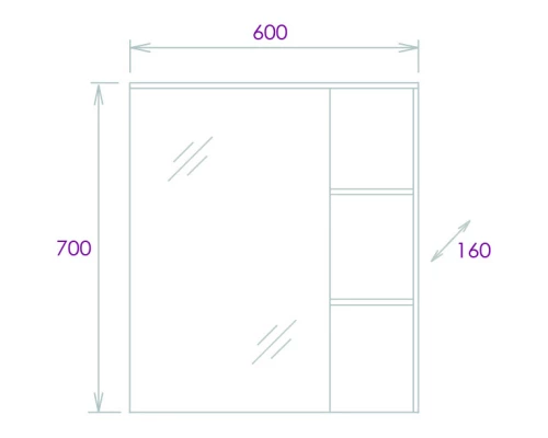 Зеркальный шкаф 60x70 см дуб галифакс L/R Onika Легран 206071