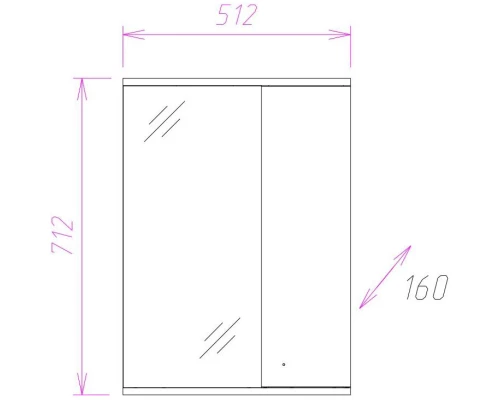 Зеркальный шкаф 51,2x71,2 см белый глянец R Onika Лига 205202
