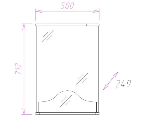 Зеркальный шкаф 50x71,2 см белый глянец R Onika Лидия 205004