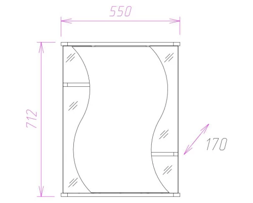 Зеркальный шкаф 55x71,2 см белый глянец L/R Onika Лилия 205532